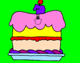 Disegno Torta di compleanno  pitturato su alessia