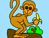 Disegno Scimmietta  pitturato su domenica