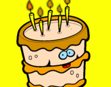 Disegno Torta di compleanno 2 pitturato su torta
