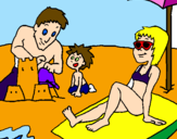 Disegno Vacanza in famiglia pitturato su SERENA8