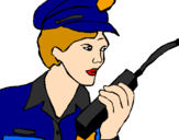 Disegno Polizia con il walkie talkie pitturato su mary