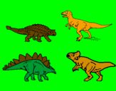 Disegno Dinosauri di terra  pitturato su igor