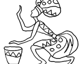 Disegno Donna con il tamburo  pitturato su donna djambè