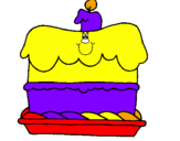 Disegno Torta di compleanno  pitturato su LUDOVICA