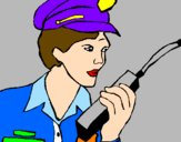 Disegno Polizia con il walkie talkie pitturato su Alessandro