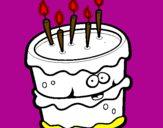 Disegno Torta di compleanno 2 pitturato su alessio