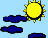 Disegno Sole con nuvole 2 pitturato su chiara g.