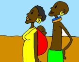 Disegno Famiglia della Zambia  pitturato su Elisa