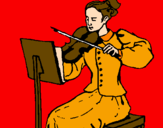 Disegno Dama violinista  pitturato su Shirley