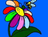 Disegno Margherita con ape  pitturato su Giulia Lucenti 02