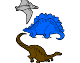 Disegno Tre specie di dinosauri  pitturato su Gabriele