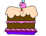 Disegno Torta di compleanno  pitturato su giuliana