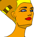 Disegno Busto di Nefertiti  pitturato su faraone
