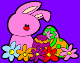 Disegno Coniglietto di Pasqua  pitturato su sofia