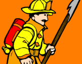 Disegno Pompiere  pitturato su luca