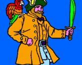 Disegno Pirata con il pappagallo  pitturato su jacopo 1