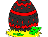Disegno Uovo di Pasqua 2 pitturato su mattia 