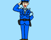 Disegno Poliziotto che saluta  pitturato su SALVATORE