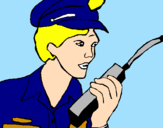 Disegno Polizia con il walkie talkie pitturato su matteo s