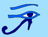 Disegno Occhio di Horus  pitturato su cami