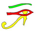 Disegno Occhio di Horus  pitturato su thomas