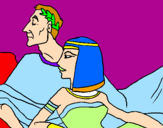 Disegno Cesare e Cleopatra  pitturato su AURORA SCAVONI