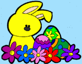 Disegno Coniglietto di Pasqua  pitturato su caterina