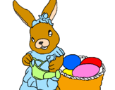 Disegno Coniglietta di Pasqua con l'annaffiatoio  pitturato su beadiavoletta