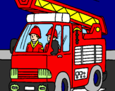 Disegno Camion dei Pompieri  pitturato su Samuele Ferrara 10 anni