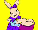 Disegno Coniglietta di Pasqua con l'annaffiatoio  pitturato su jejessicassica
