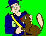 Disegno Polizia a cavallo  pitturato su Nicola-s-2