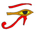 Disegno Occhio di Horus  pitturato su lilli