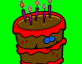 Disegno Torta di compleanno 2 pitturato su chiara bionda