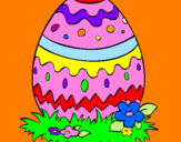Disegno Uovo di Pasqua 2 pitturato su paola