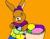 Disegno Coniglietta di Pasqua con l'annaffiatoio  pitturato su Alessiafloricienta