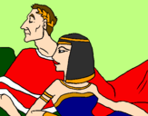 Disegno Cesare e Cleopatra  pitturato su anastasia