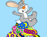 Disegno Coniglio di Pasqua pitturato su au