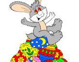 Disegno Coniglio di Pasqua pitturato su Sara