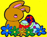 Disegno Coniglietto di Pasqua  pitturato su carmen