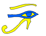 Disegno Occhio di Horus  pitturato su occhio