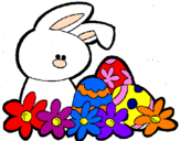 Disegno Coniglietto di Pasqua  pitturato su ASIA  SAGLIOCCO
