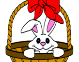 Disegno Coniglietto nella cesta  pitturato su caterinat