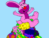 Disegno Coniglio di Pasqua pitturato su lus