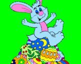 Disegno Coniglio di Pasqua pitturato su ines