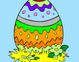 Disegno Uovo di Pasqua 2 pitturato su samuele