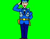 Disegno Poliziotto che saluta  pitturato su albertto
