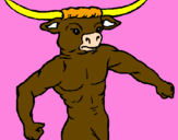 Disegno Testa di bufalo  pitturato su elly