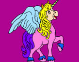 Disegno Unicorno con le ali  pitturato su BEATRICE