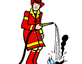 Disegno Pompiere che spegne il fuoco pitturato su maria
