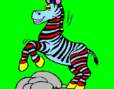 Disegno Zebra che salta sulle pietre  pitturato su bisontesimo